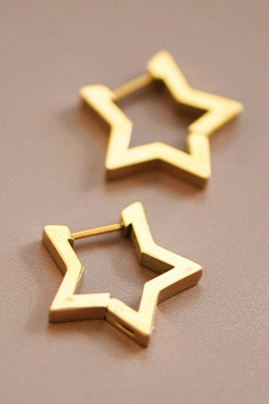 18K Gold Plated Waterproof Stainless Steel Hoop Earrings - 7011