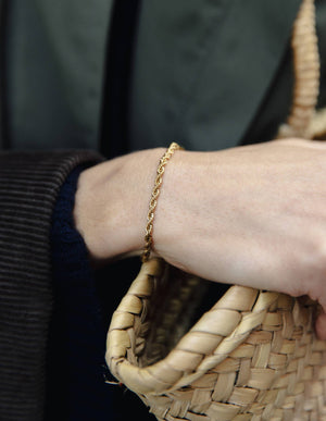 Waterproof Gold 3mm Rope Twist Bracelet