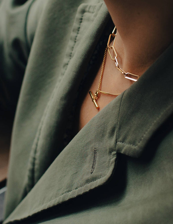 Waterproof Gold T-Bar Chain Necklace