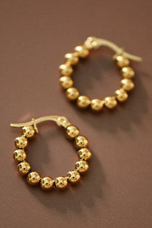 18K Gold Plated Waterproof Stainless Steel Hoop Earrings - 7538
