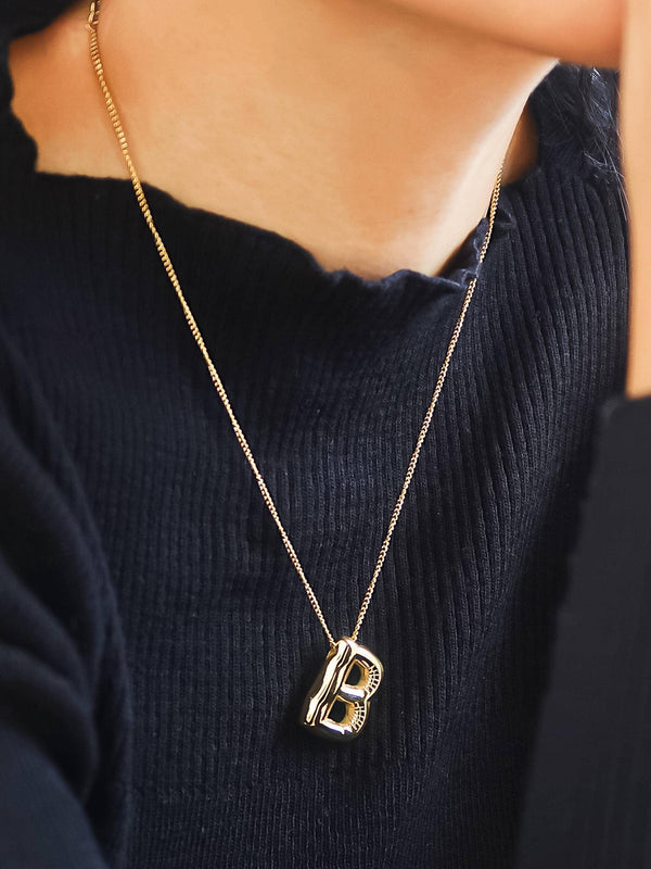 Gold Plated Non-Tarnish Balloon Alphabet Necklace