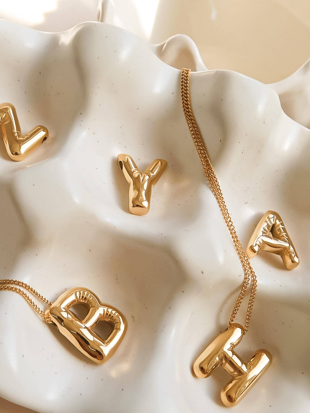 Gold Plated Non-Tarnish Balloon Alphabet Necklace