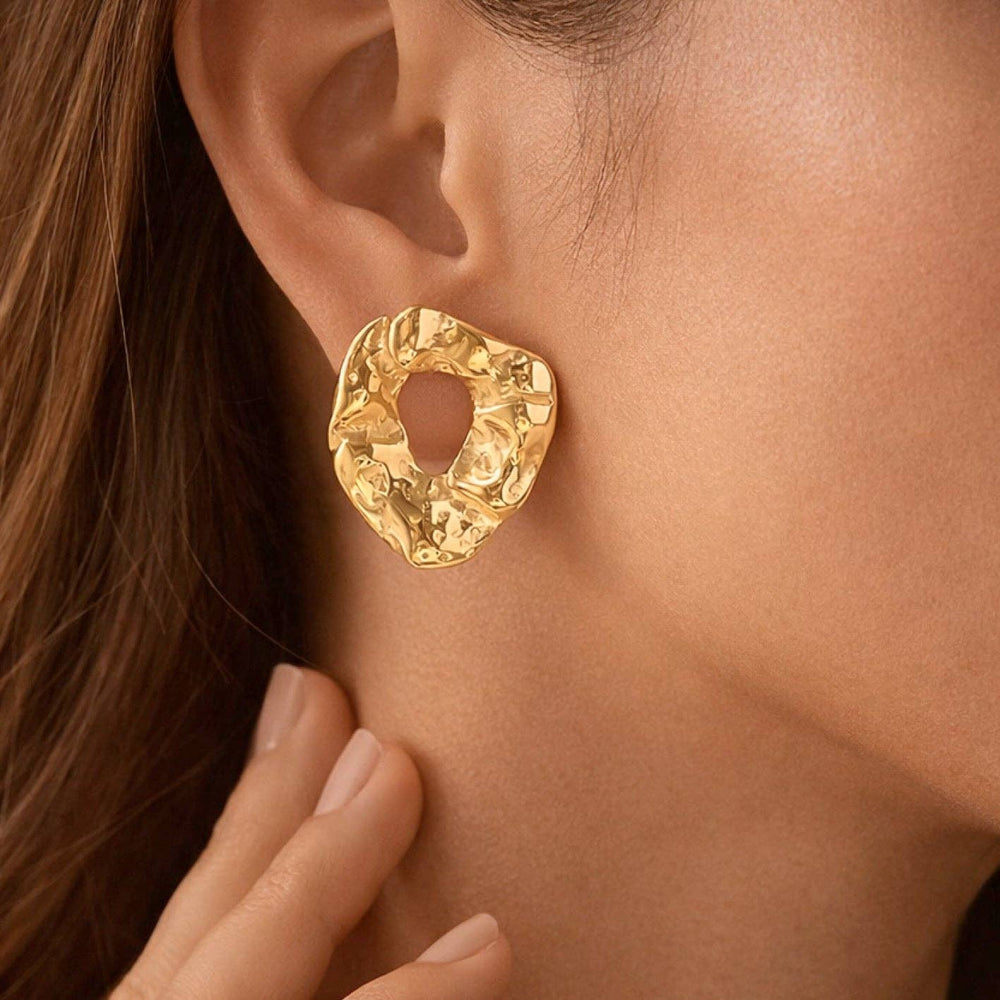 18K Gold Plated Waterproof Stainless Steel Stud Earrings - 7641