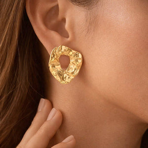 18K Gold Plated Waterproof Stainless Steel Stud Earrings - 7641