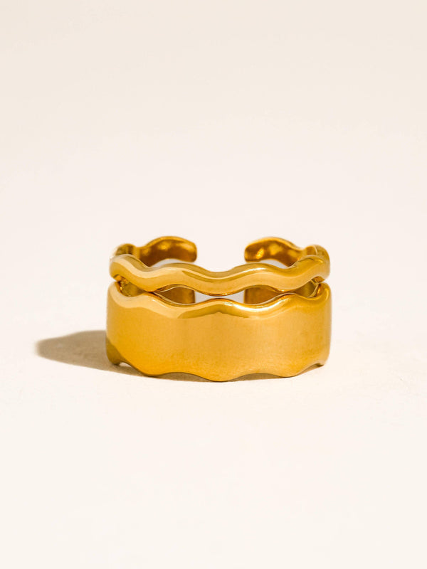 Tracee 18K Gold Non-Tarnish Wave Open Rings