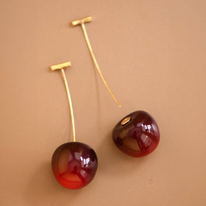 Waterproof Red Cherry Drop Earrings