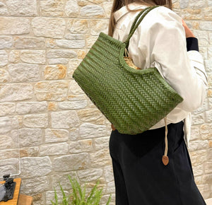 Handwoven U Shape Leather Bag
