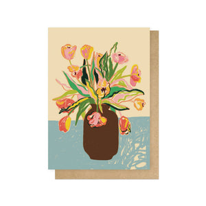 Tulips Vase Greetings Card