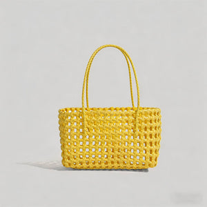 Solid Color Woven Hollow Tote Bag