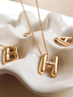 Gold Plated Non-Tarnish Balloon Alphabet Necklace
