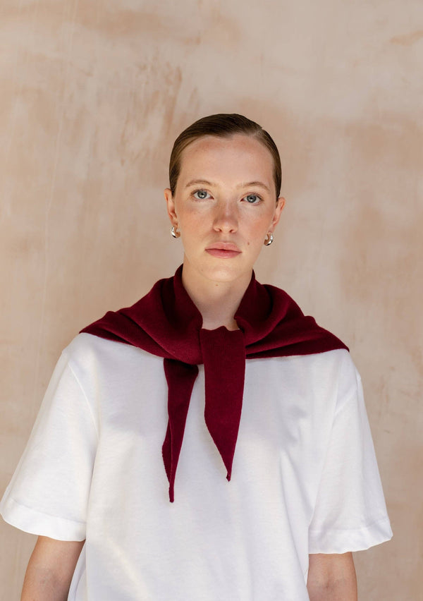 Merino Wool Triangle Scarf in Burgundy