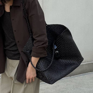 XL Leather Weaving Tote Bag 