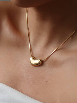 Louis 18K Gold Non-Tarnish Puffy Heart Necklace