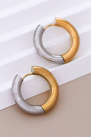 18K Gold Plated Waterproof Stainless Steel Hoop Earrings