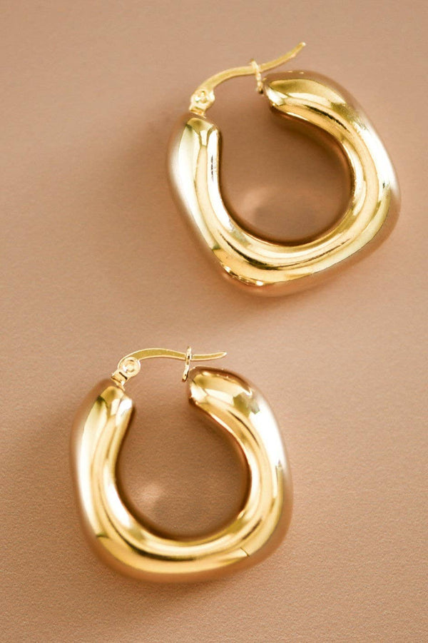 18K Gold Plated Waterproof Stainless Steel Hoop Earrings