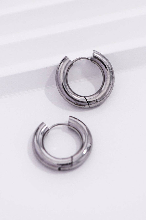 Tarnish Resistant Waterproof Stainless Steel Hoop Earrings - 7078