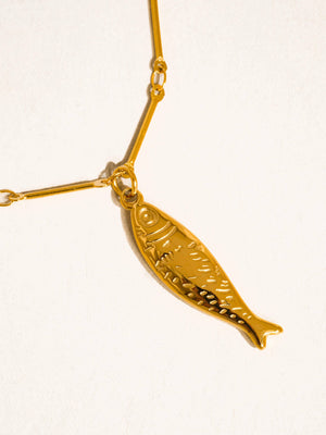 Non-Tarnish Gold Fish Pendant Necklace
