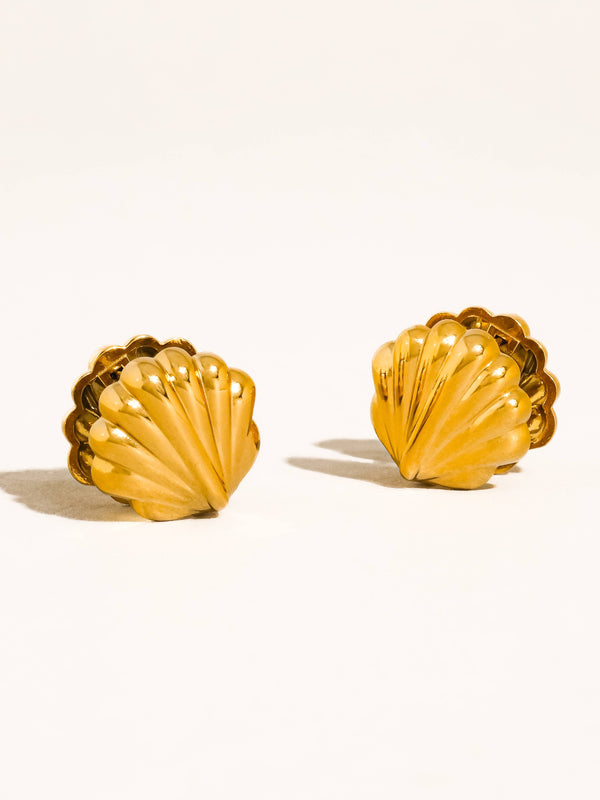 Verina 18K Gold Non-Tarnish Vintage Shell Earrings