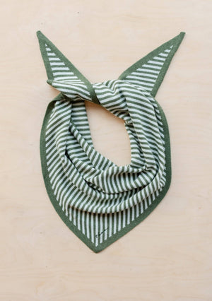 Large Merino Triangle Scarf in Green Stripe