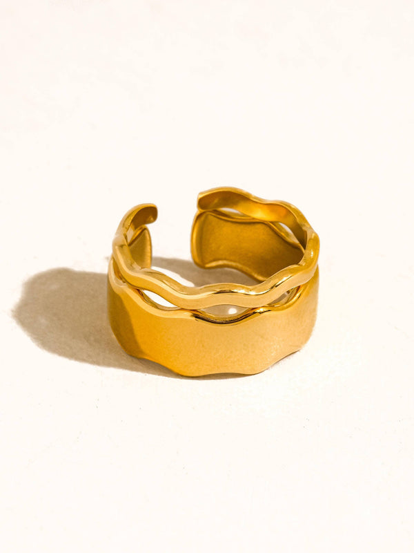 Tracee 18K Gold Non-Tarnish Wave Open Rings