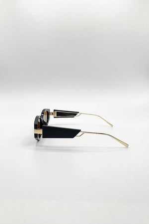 Oval Metal Detail Sunglasses In Black
