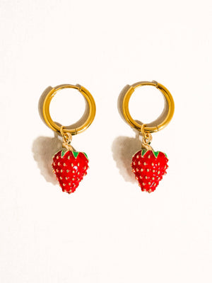 Berry 18K Gold Non-Tarnish Strawberry Earring