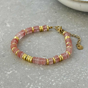 Tarnish Resistant Stone And Gold Beaded Bracelet