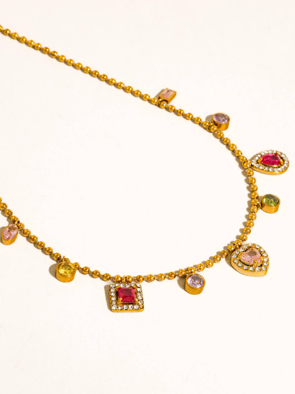 18K Gold Non-Tarnish Colourful Charm Necklace