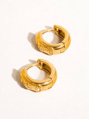 Orazio 18K Gold Non-Tarnish CZ Star Hoop Earring