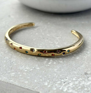 Tarnish Resistant Multi Colour Zirconia Star Bangle