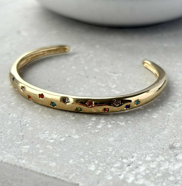 Tarnish Resistant Multi Colour Zirconia Star Bangle