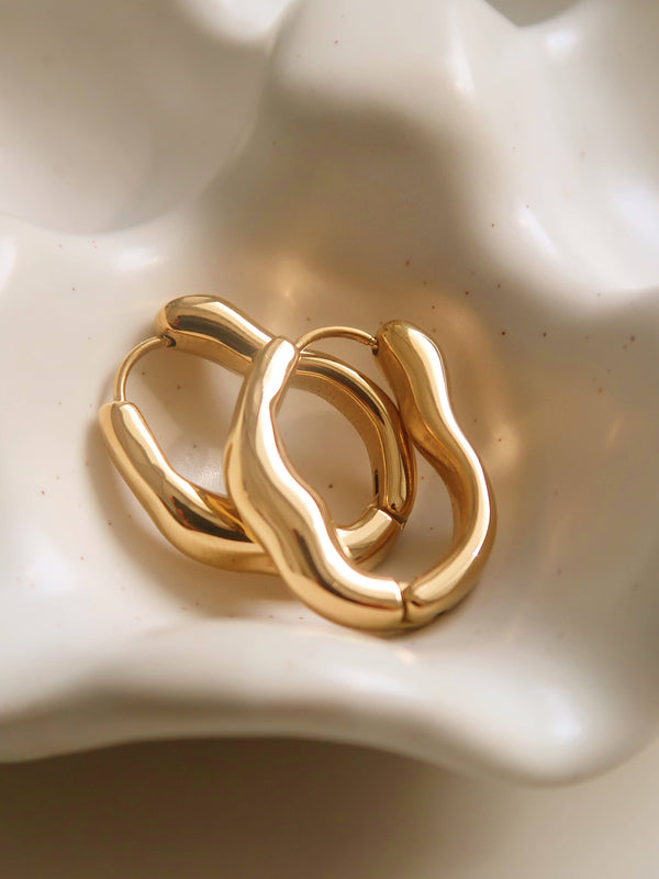 Gold Plated & Non-Tarnish Oval Hoop Earring