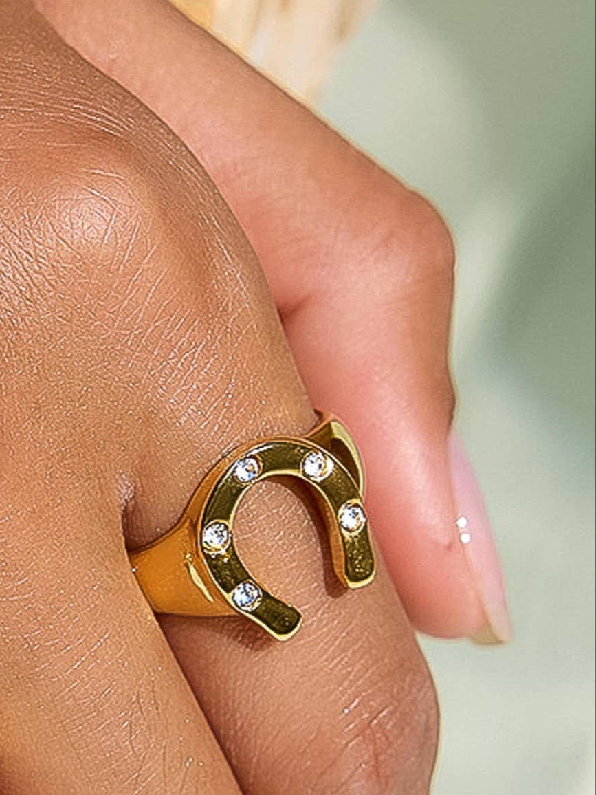 Non-Tarnish Gold Horseshoe Statement Ring