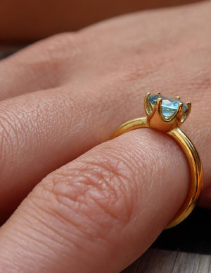 Waterproof Blue Gemstone Ring