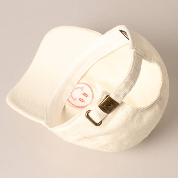 Smiley Face Embroidered Corduroy Hat