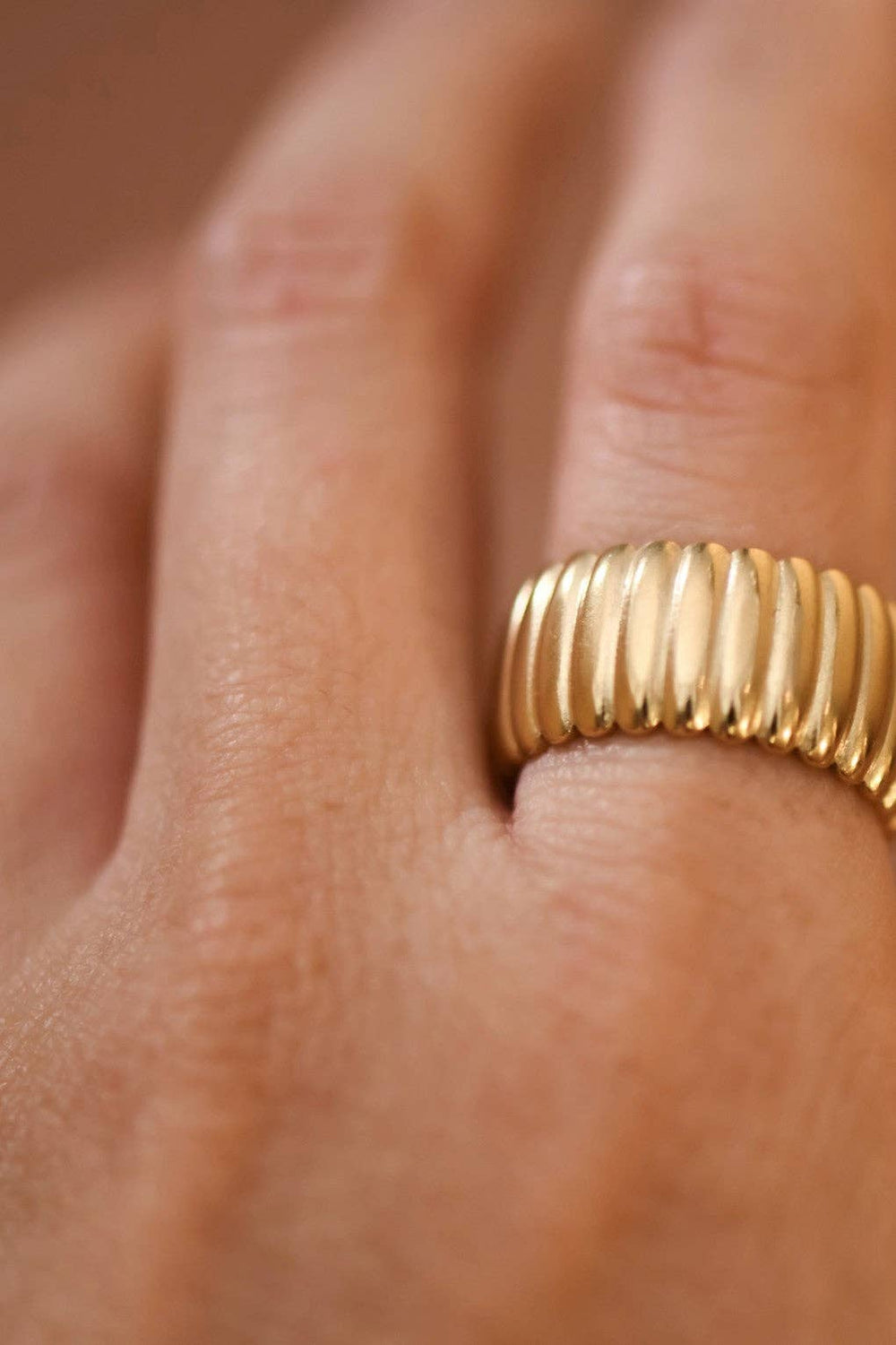 18K Gold Plated Waterproof Stainless Steel Ring - 7884