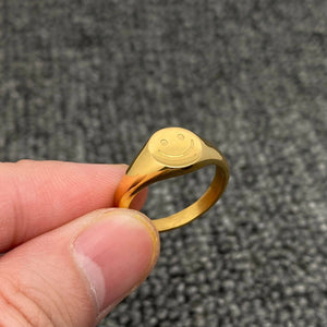 18K Gold Plated Stainless Steel Smiley Face Ring