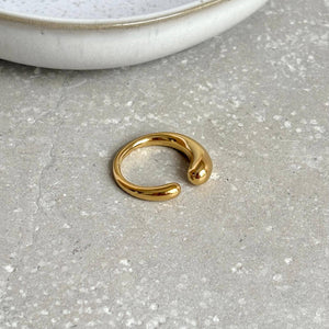 Tarnish Resistant Smooth Asymmetric Open Ring