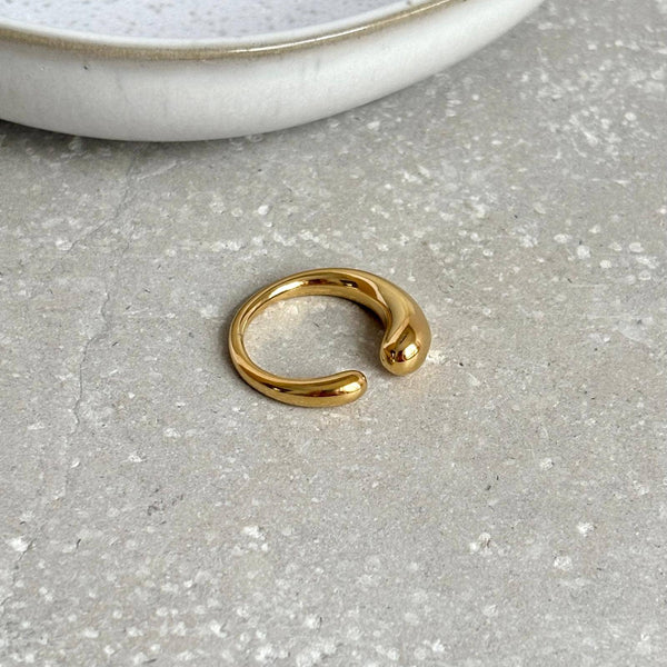Tarnish Resistant Smooth Asymmetric Open Ring