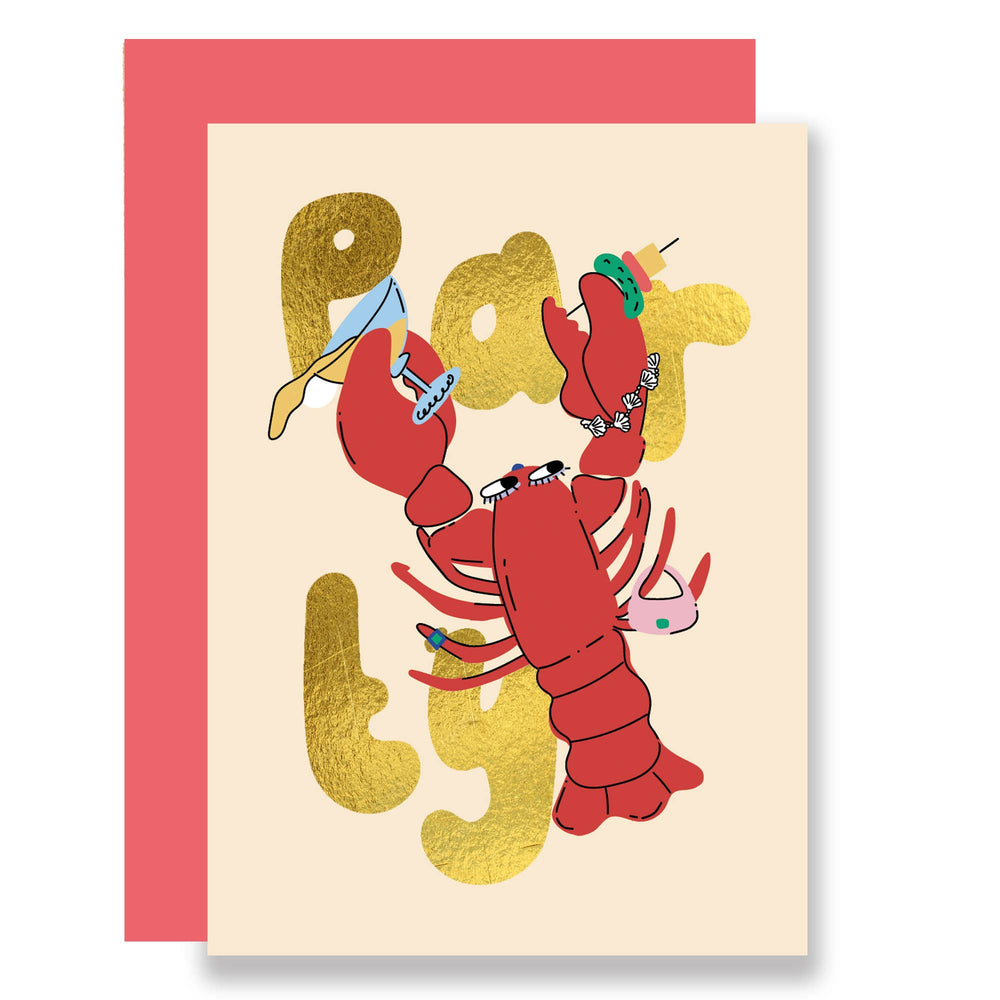 MINI greeting card, lobster party greeting card