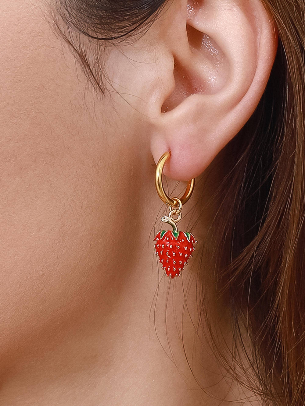 Berry 18K Gold Non-Tarnish Strawberry Earring