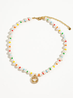 Colorful Smiley Beaded Pearl Necklace