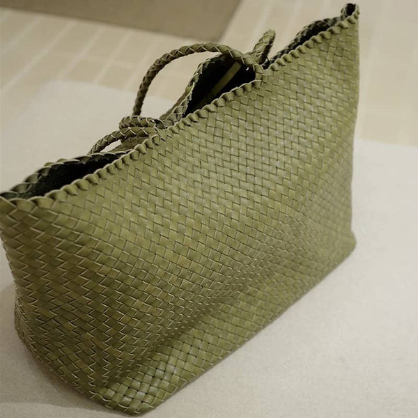 XL Leather Weaving Tote Bag 