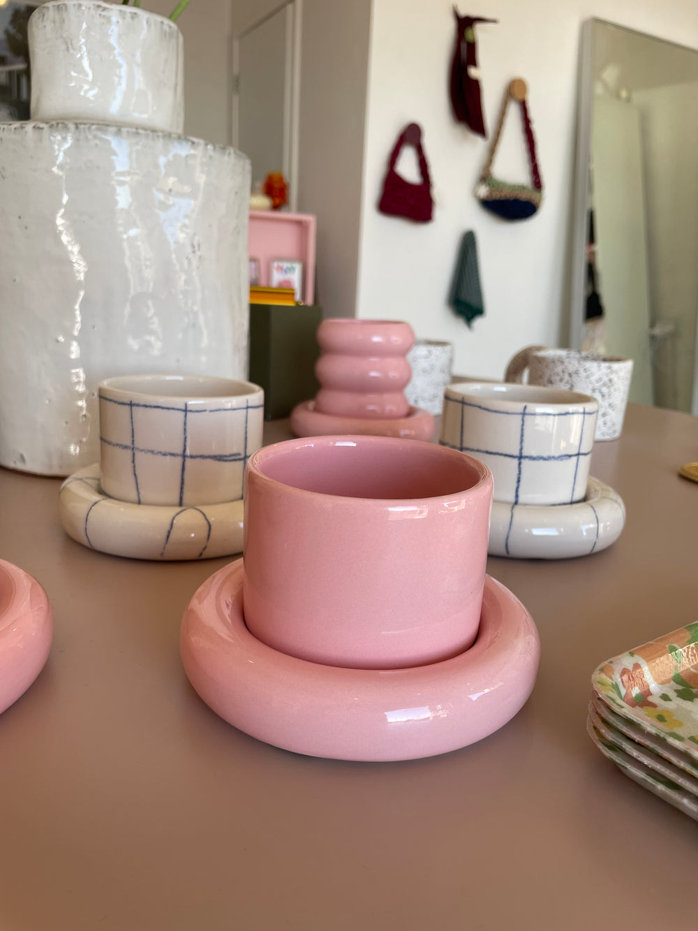 Pink Glazed Ceramic Cup