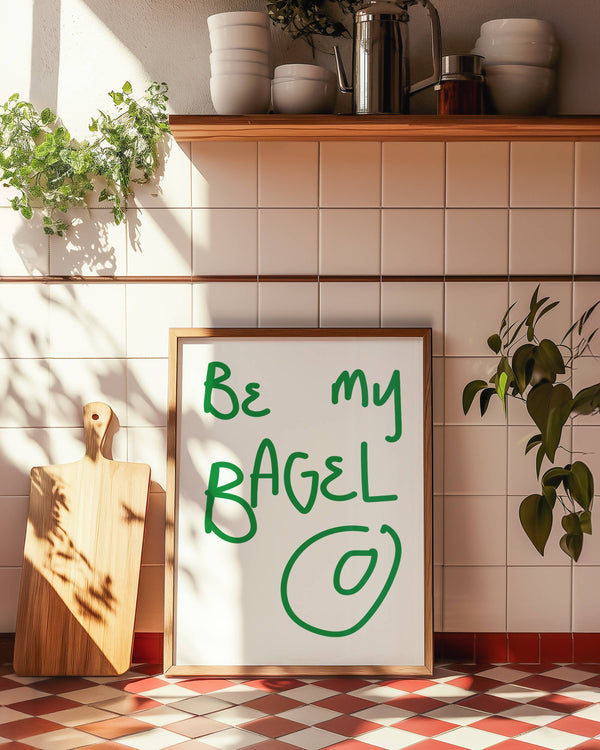 Be My Bagel Kitchen Home Decor Love Wall Art Print