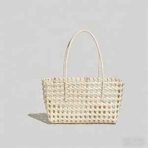 Solid Color Woven Hollow Tote Bag