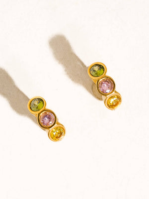 Azelia 18K Gold Non-Tarnish Colourful CZ Hoop Earrings