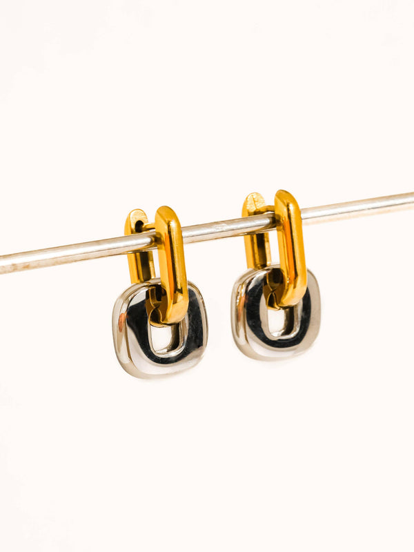 Gold Non-Tarnish Link Drop Earrings