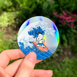 Great Wave Snoopy - Die-Cut Sticker (surf art history)