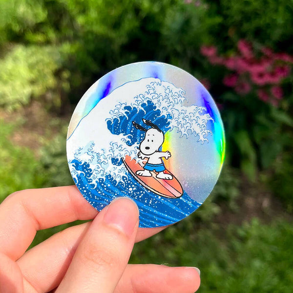 Great Wave Snoopy - Die-Cut Sticker (surf art history)